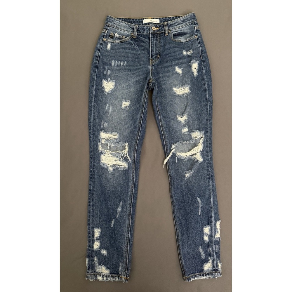 KanCan Jeans Womens Size 25 Slim High Rise Distressed Ripped Raw Hem Hobo